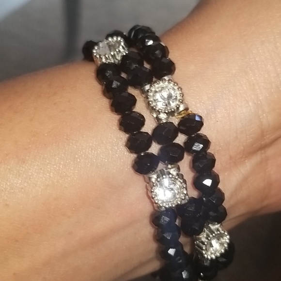 Vintage Women's Sparkling Silver Bracelet Trio Set - Picture 2 of 7